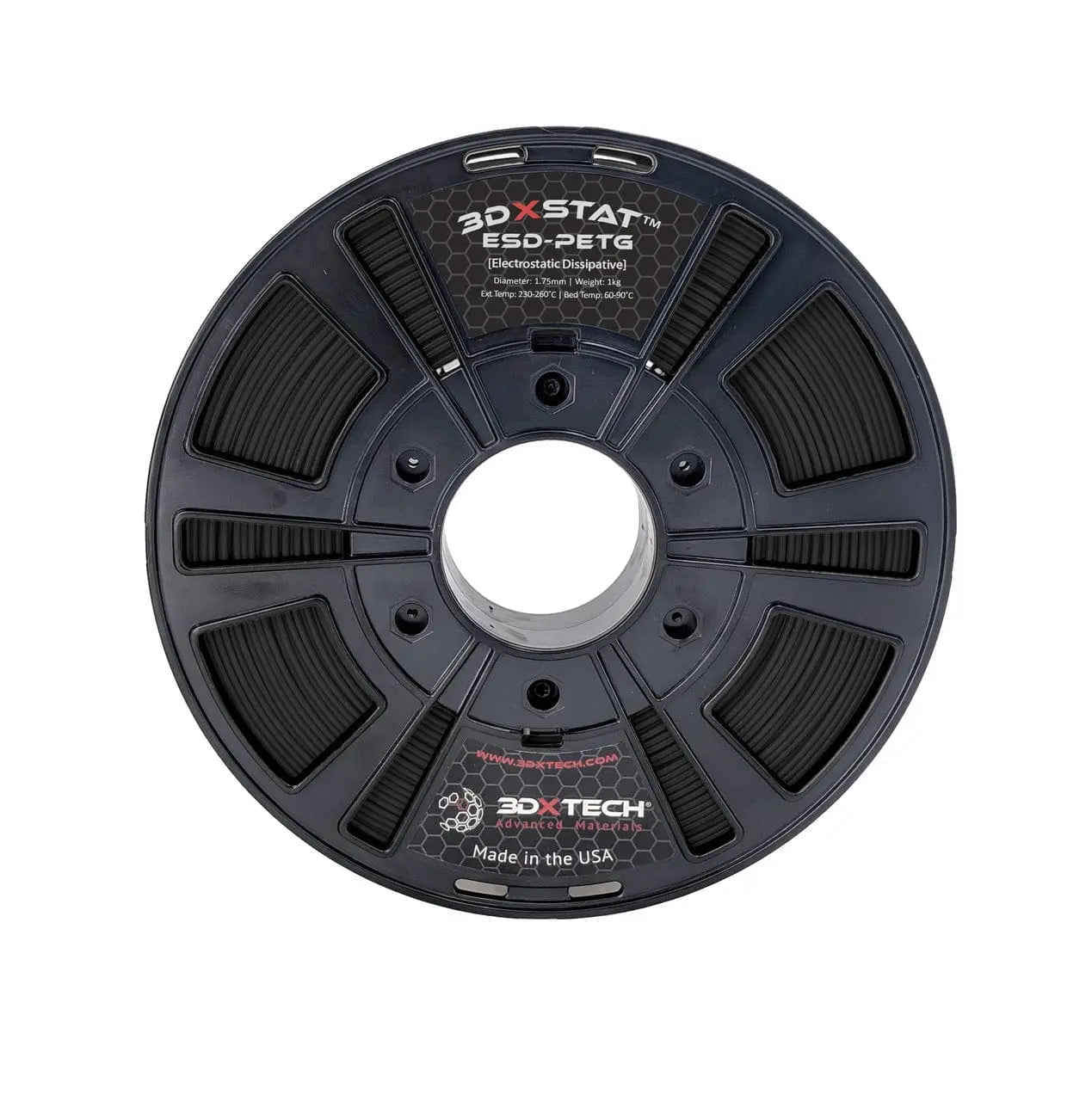 Noir - 1.75mm 3DXTech 3DXSTAT® ESD PETG Filament - 0.75 kg