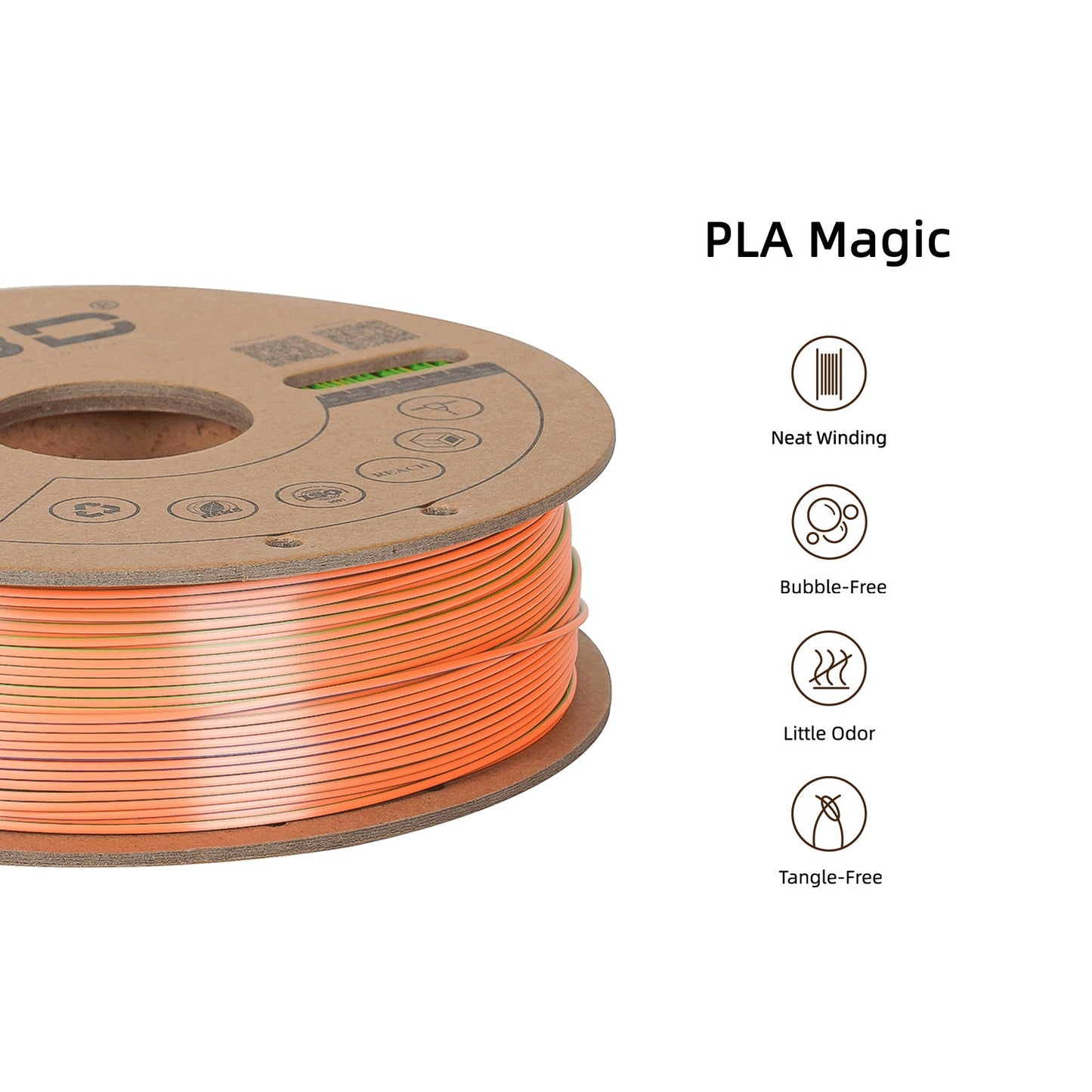 Filament PLA Silk Tri Couleurs R3D Bleu Vert Orange 1,75mm 1kg Effet Miroir Brillant