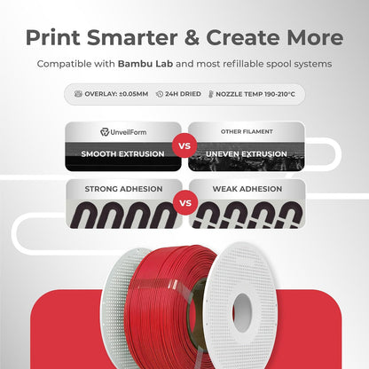 Red - Unveil Form Refill PLA - 1.75mm, 1kg Unveil Form