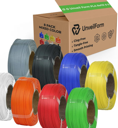 Mixed Colour - Unveil Form Refill PLA - 1.75mm, 8x 1kg Unveil Form
