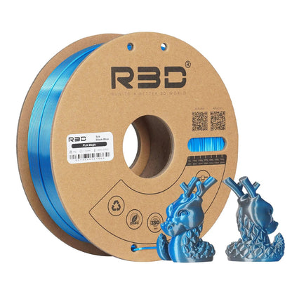 Black/Blue - R3D Dual Colour Silk PLA Magic Filament - 1.75mm, 1kg R3D
