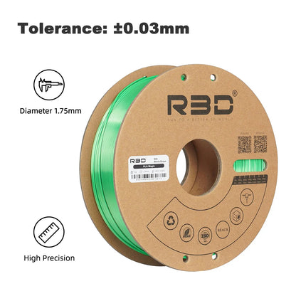 Black/Green- R3D Dual Colour Silk PLA Magic Filament - 1.75mm, 1kg R3D