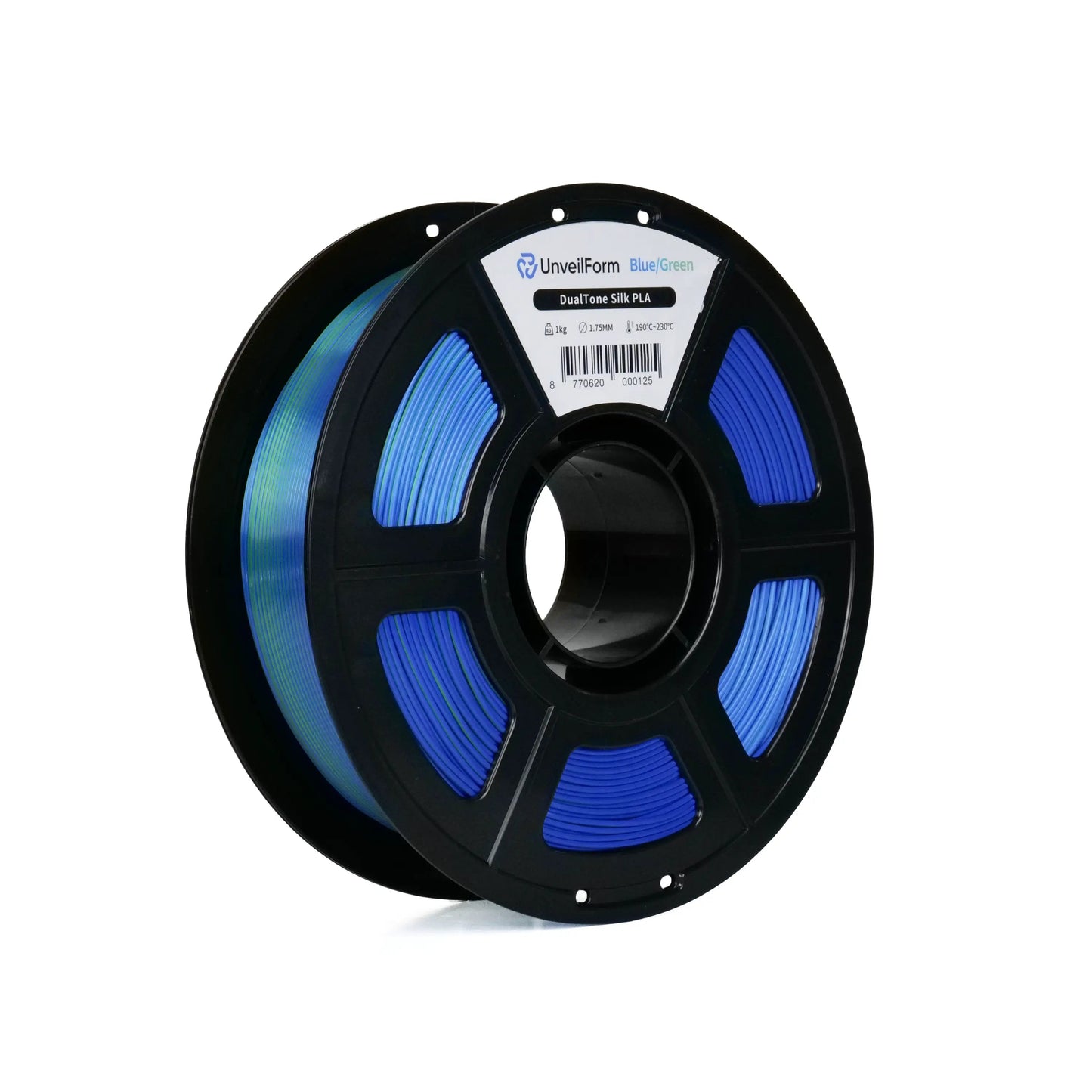 Blue/Green - Unveil Form DualTone Silk PLA - 1.75mm, 1kg Unveil Form