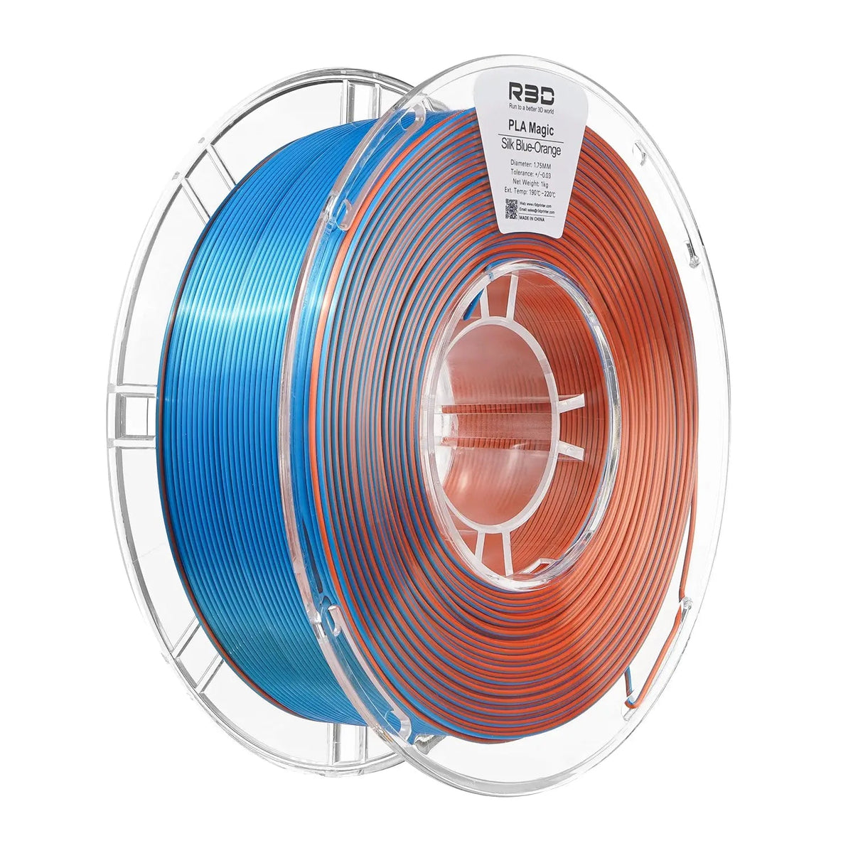 Blue/Orange - R3D Dual Colour Silk PLA Magic Filament - 1.75mm, 1kg R3D