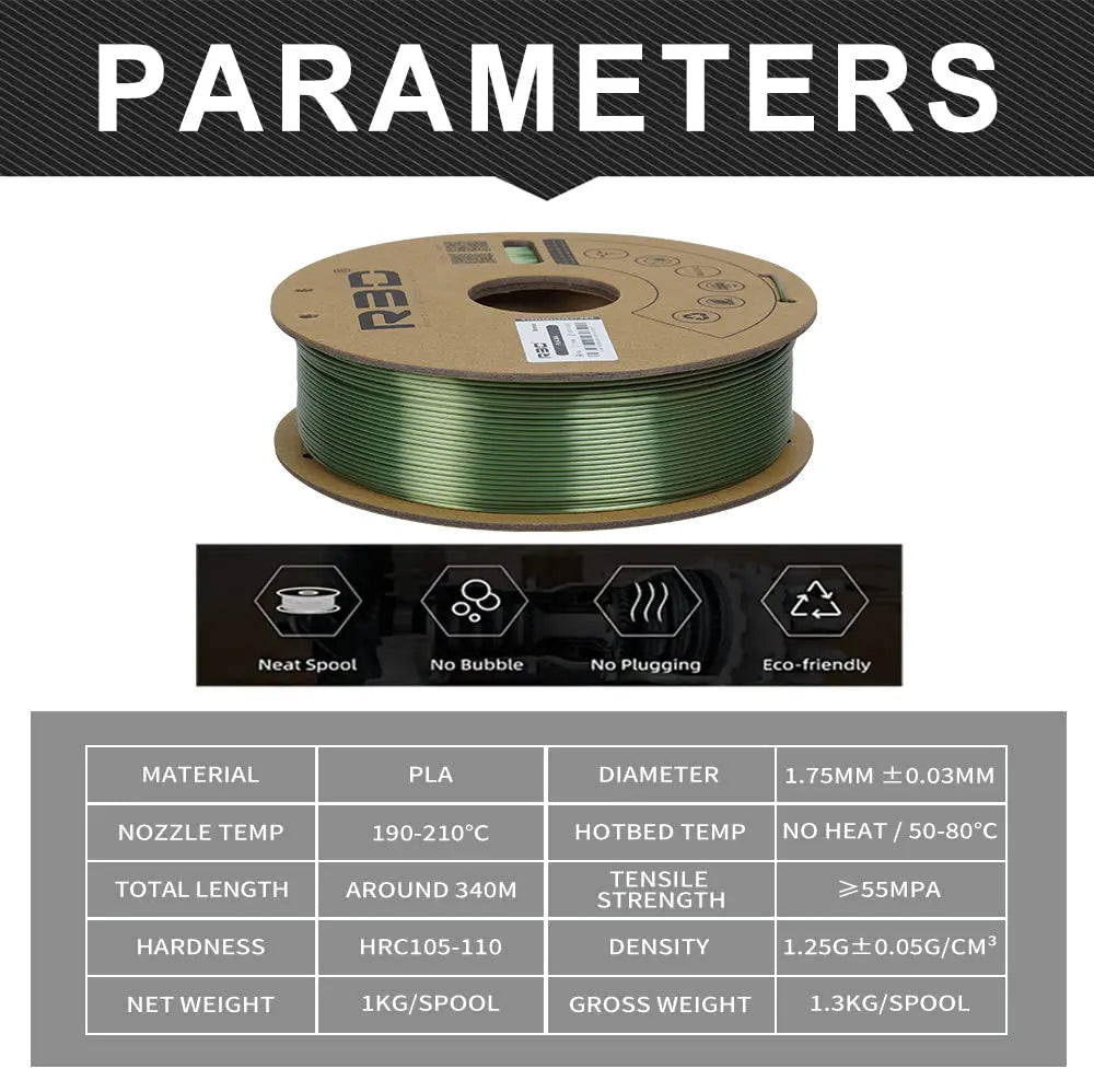 Bronze - R3D Silk PLA Filament - 1.75mm, 1kg R3D