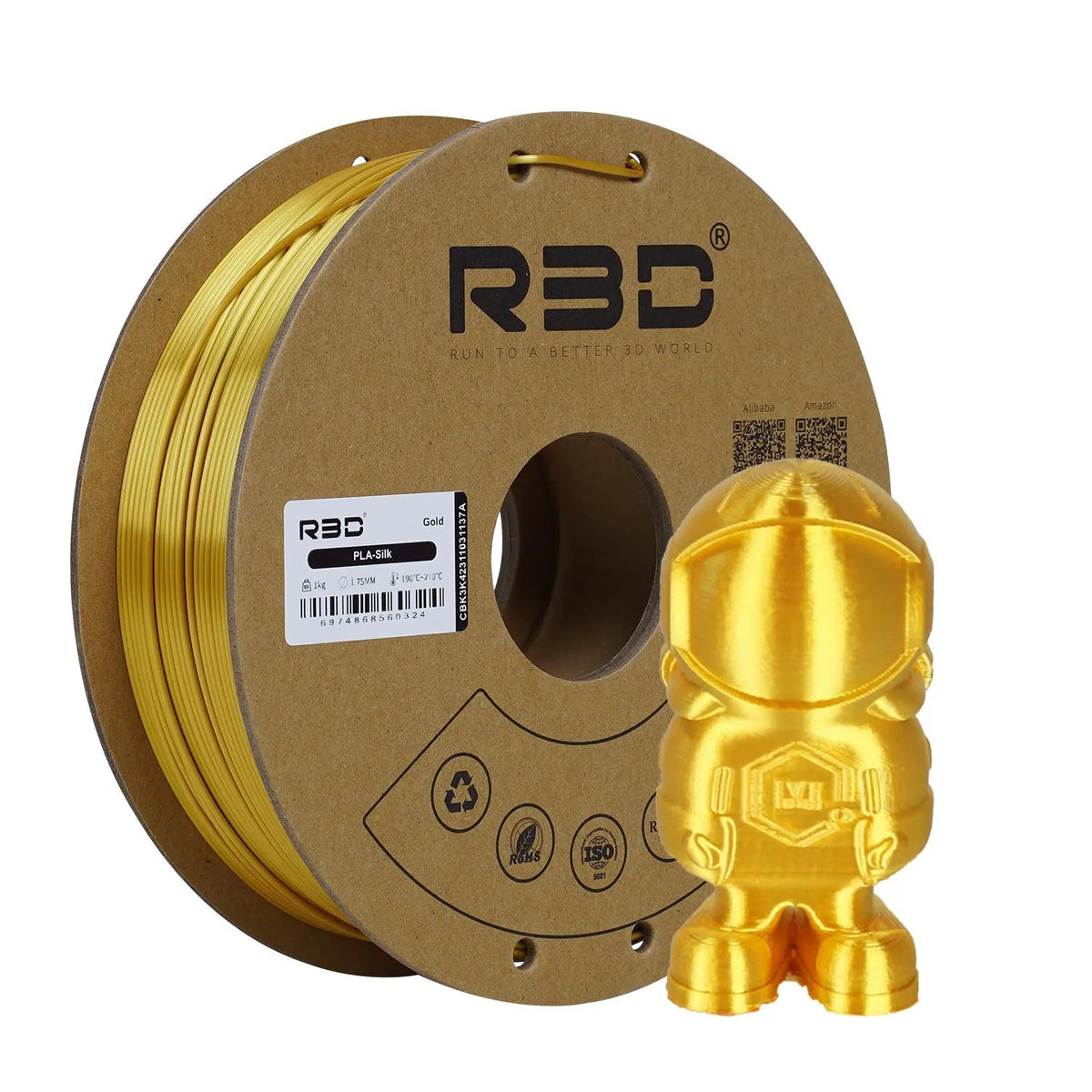Gold - R3D Silk PLA Filament - 1.75mm, 1kg R3D