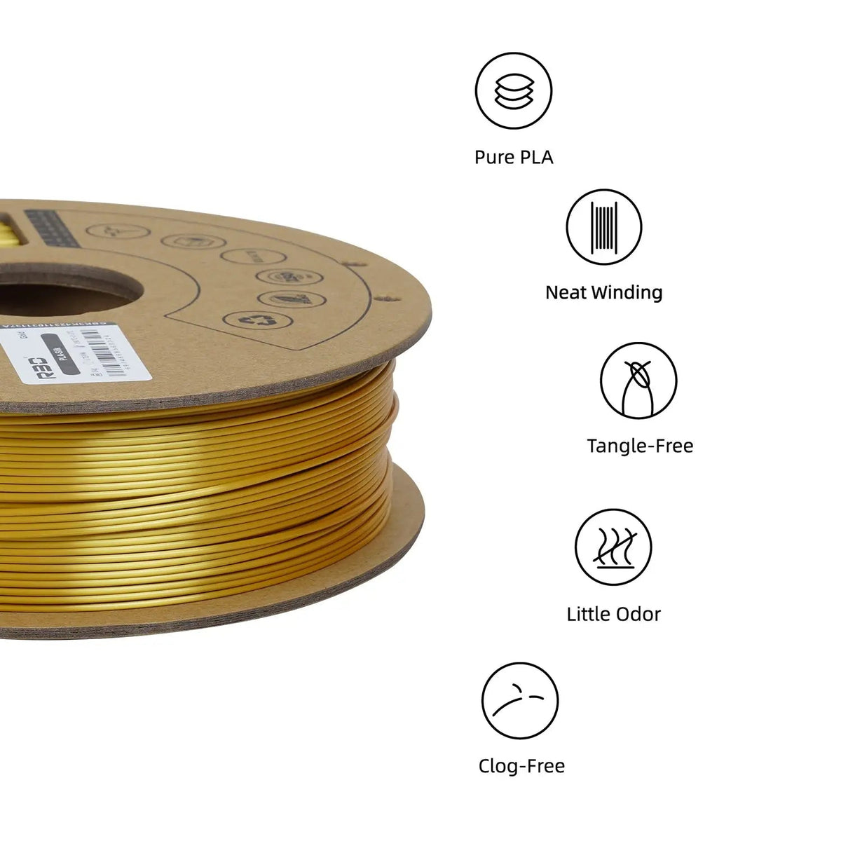 Gold - R3D Silk PLA Filament - 1.75mm, 1kg R3D