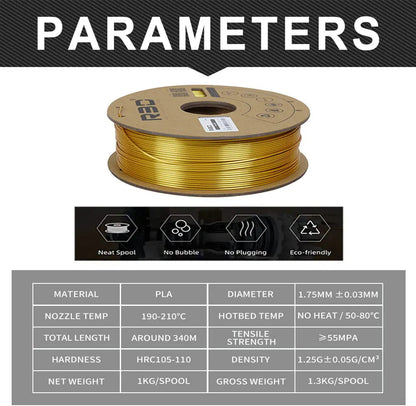 Gold - R3D Silk PLA Filament - 1.75mm, 1kg R3D