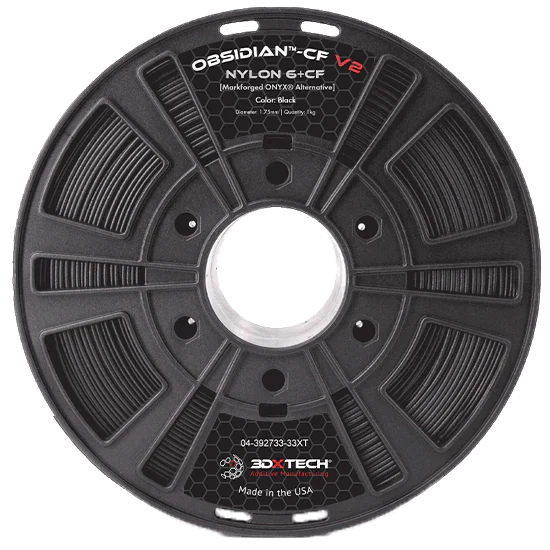 Black - 1.75mm 3DXTech Obsidian™ PA6+CF V2 Nylon Filament - 1kg 3DXTech