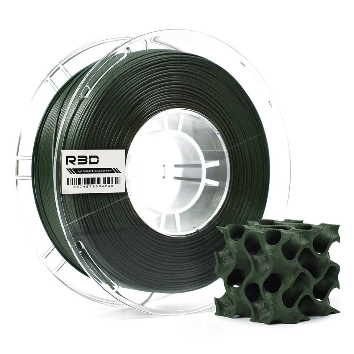 Olive Green - R3D High Speed Carbon Fiber PETG - 1.75mm, 1kg R3D