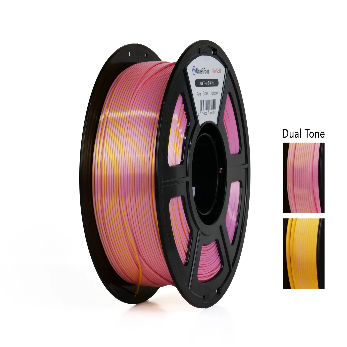 Pink/Gold - Unveil Form DualTone Silk PLA - 1.75mm, 1kg Unveil Form