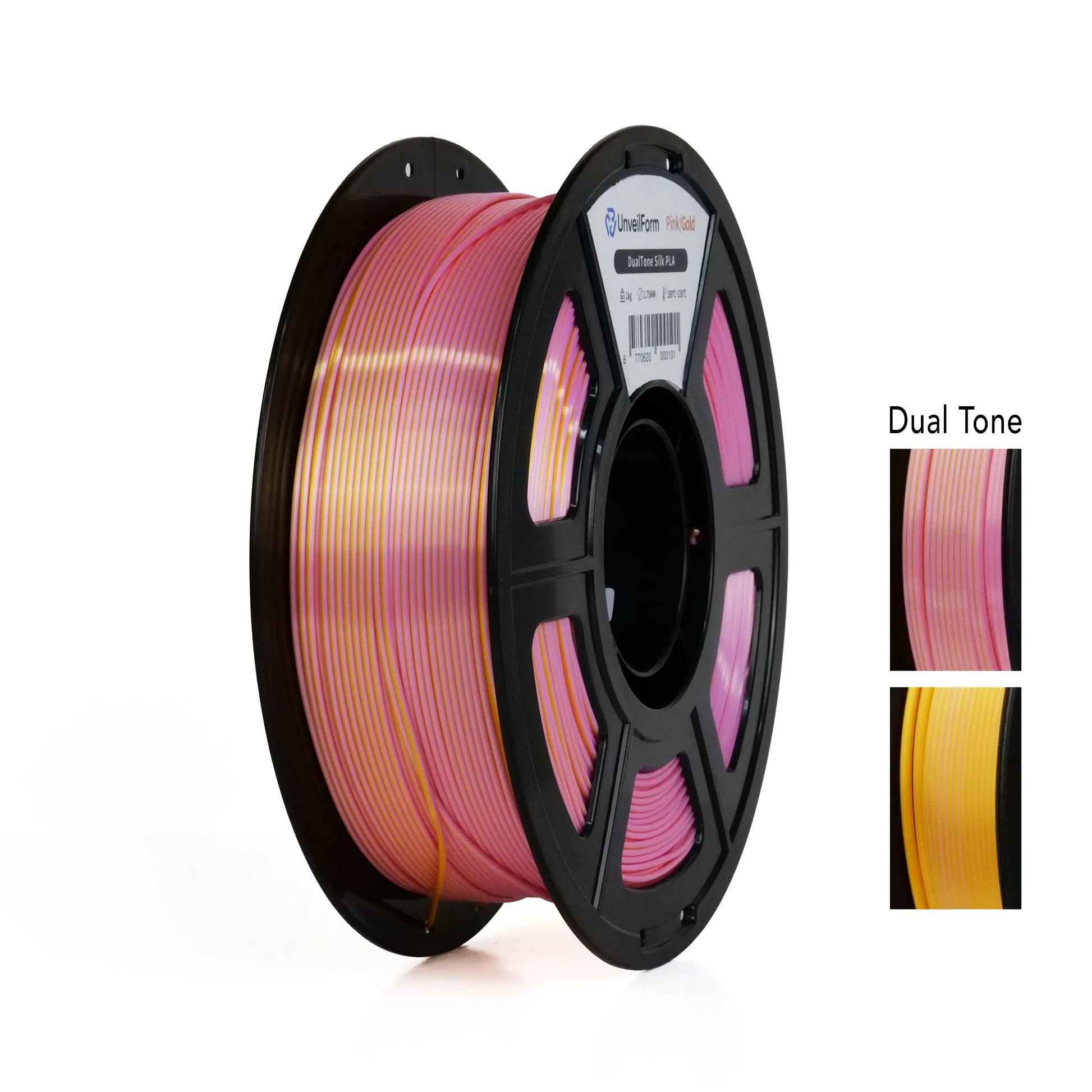 Pink/Gold - Unveil Form DualTone Silk PLA - 1.75mm, 1kg Unveil Form