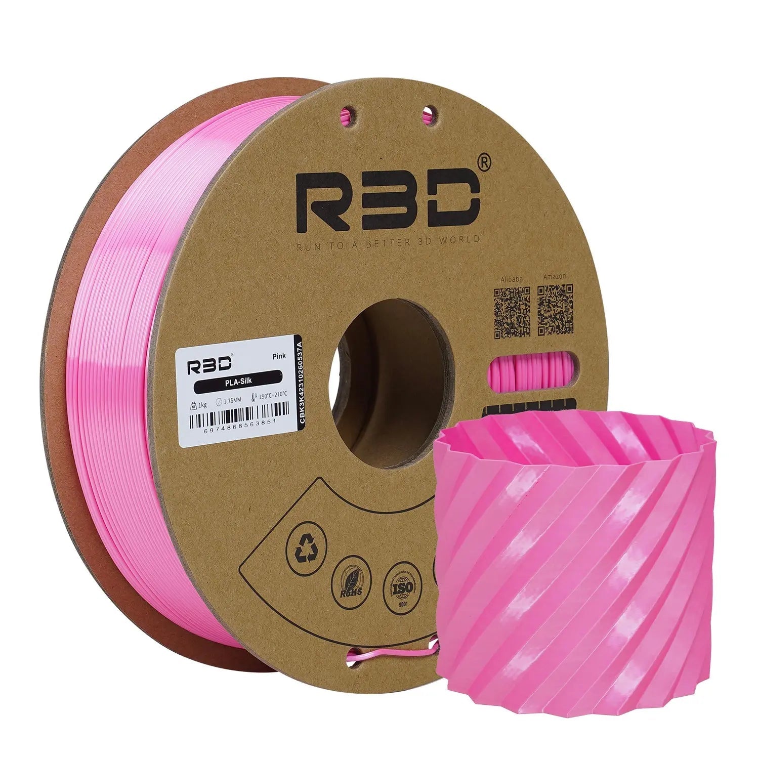 Pink - R3D Silk PLA Filament - 1.75mm, 1kg R3D