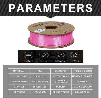 Pink - R3D Silk PLA Filament - 1.75mm, 1kg R3D