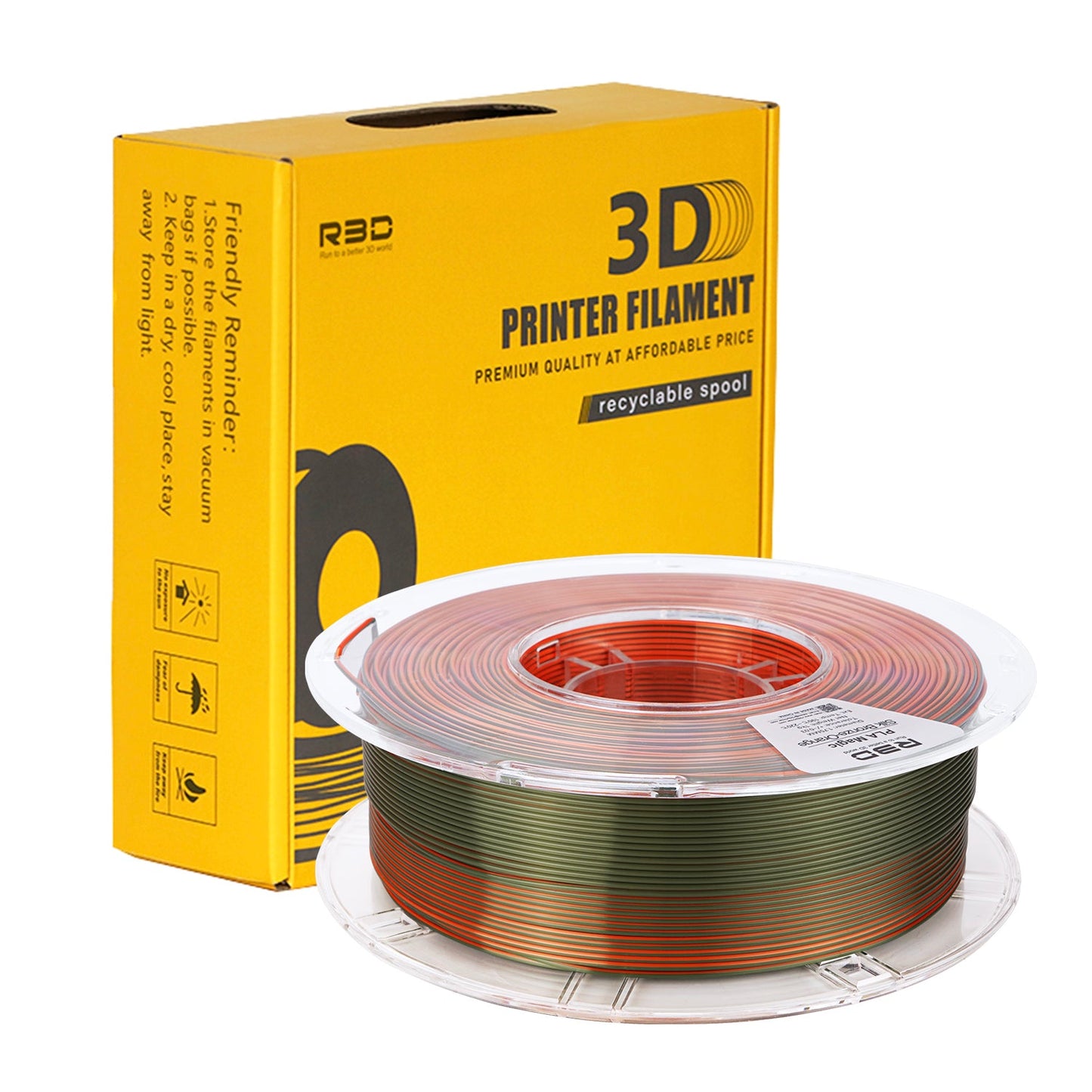 Bronze/Orange - R3D Dual Colour Silk PLA Magic Filament - 1.75mm, 1kg
