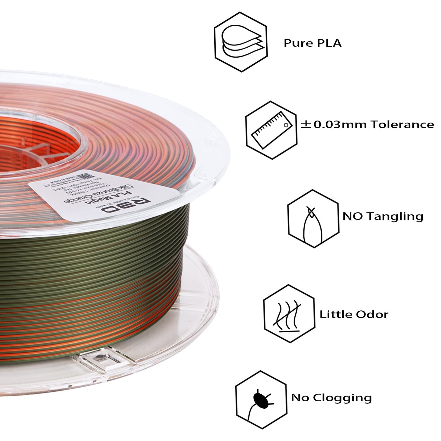 Bronze/Orange - R3D Dual Colour Silk PLA Magic Filament - 1.75mm, 1kg