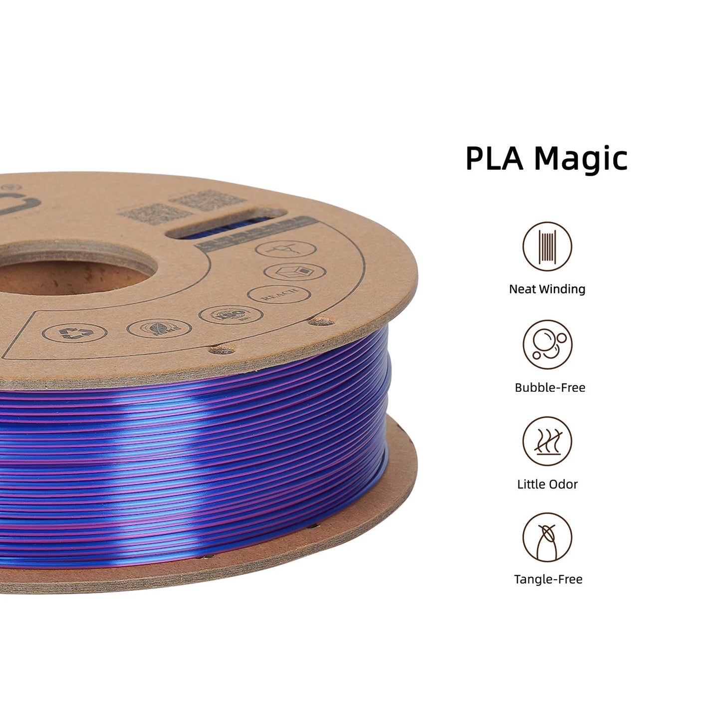 Blue/Purple/Black - R3D Tri Colour Magic Silk PLA Filament - 1.75mm, 1kg