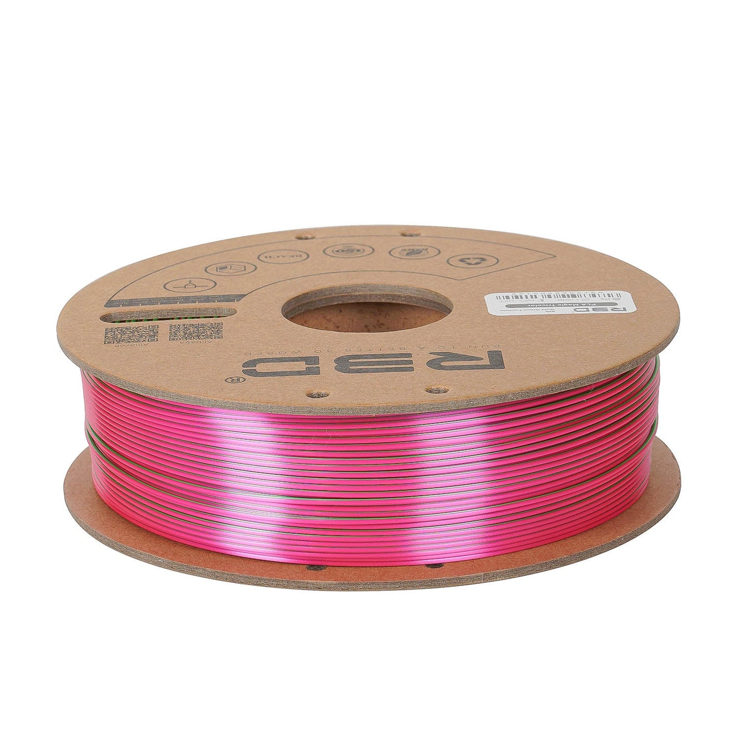 Gold/Green/Fuchsia - R3D Tri Colour Magic Silk PLA Filament - 1.75mm, 1kg