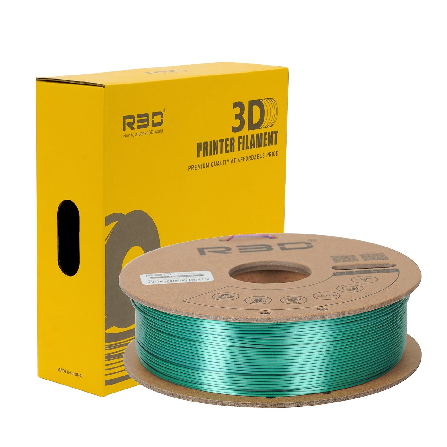 Green/Purple/Copper - R3D Tri Colour Magic Silk PLA Filament - 1.75mm, 1kg