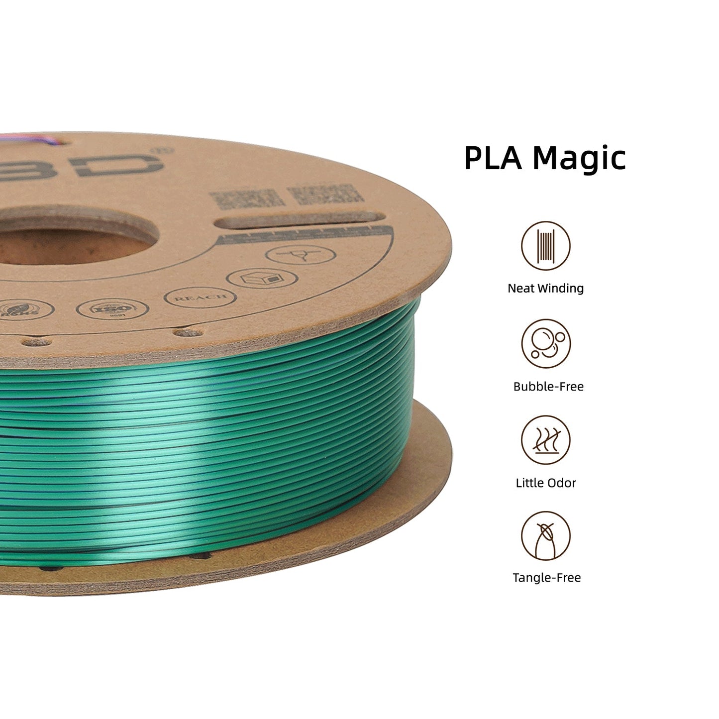 Green/Purple/Copper - R3D Tri Colour Magic Silk PLA Filament - 1.75mm, 1kg