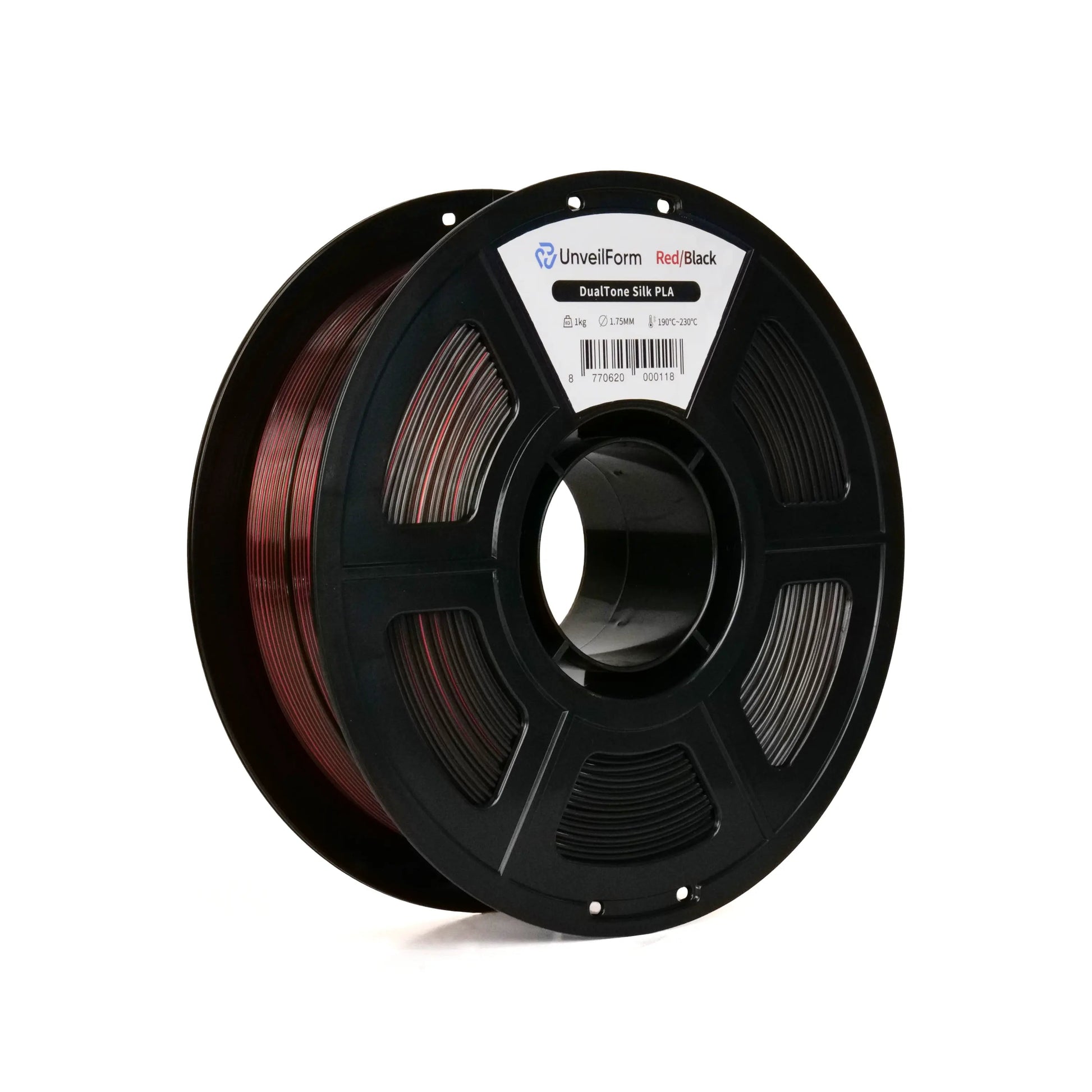 Red/Black - Unveil Form DualTone Silk PLA - 1.75mm, 1kg Unveil Form
