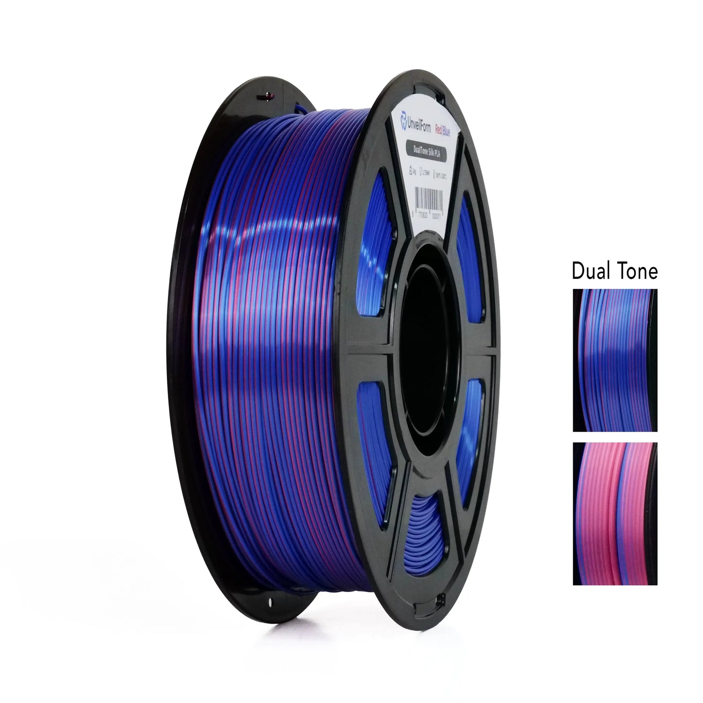 Red/Blue - Unveil Form DualTone Silk PLA - 1.75mm, 1kg Unveil Form
