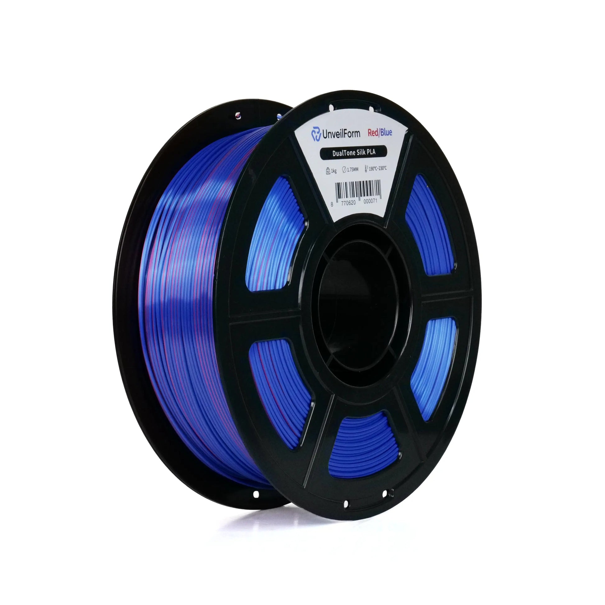 Red/Blue - Unveil Form DualTone Silk PLA - 1.75mm, 1kg Unveil Form