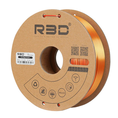 Red/Gold/Black - R3D Tri Colour Magic Silk PLA Filament - 1.75mm, 1kg R3D