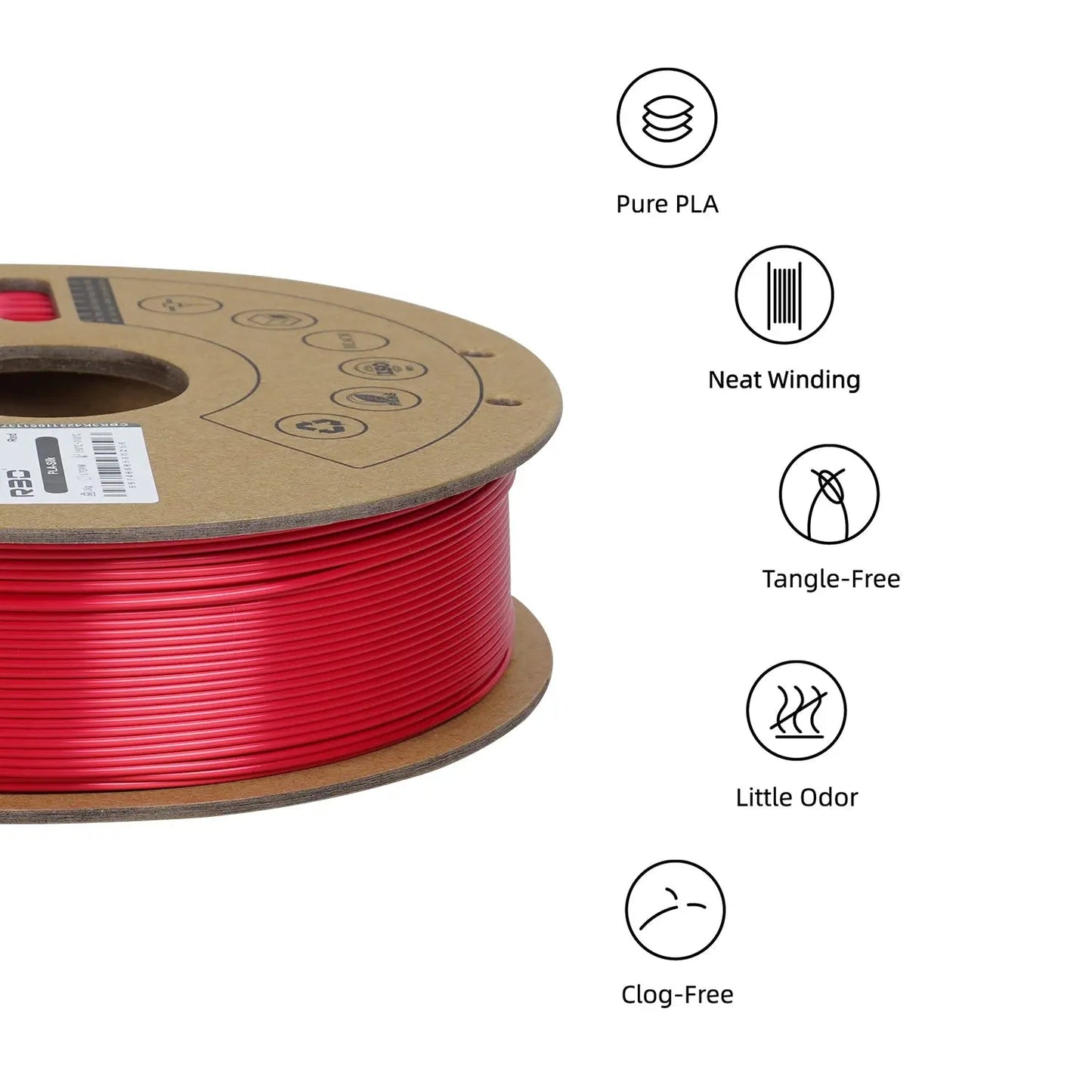 Red - R3D Silk PLA Filament - 1.75mm, 1kg R3D